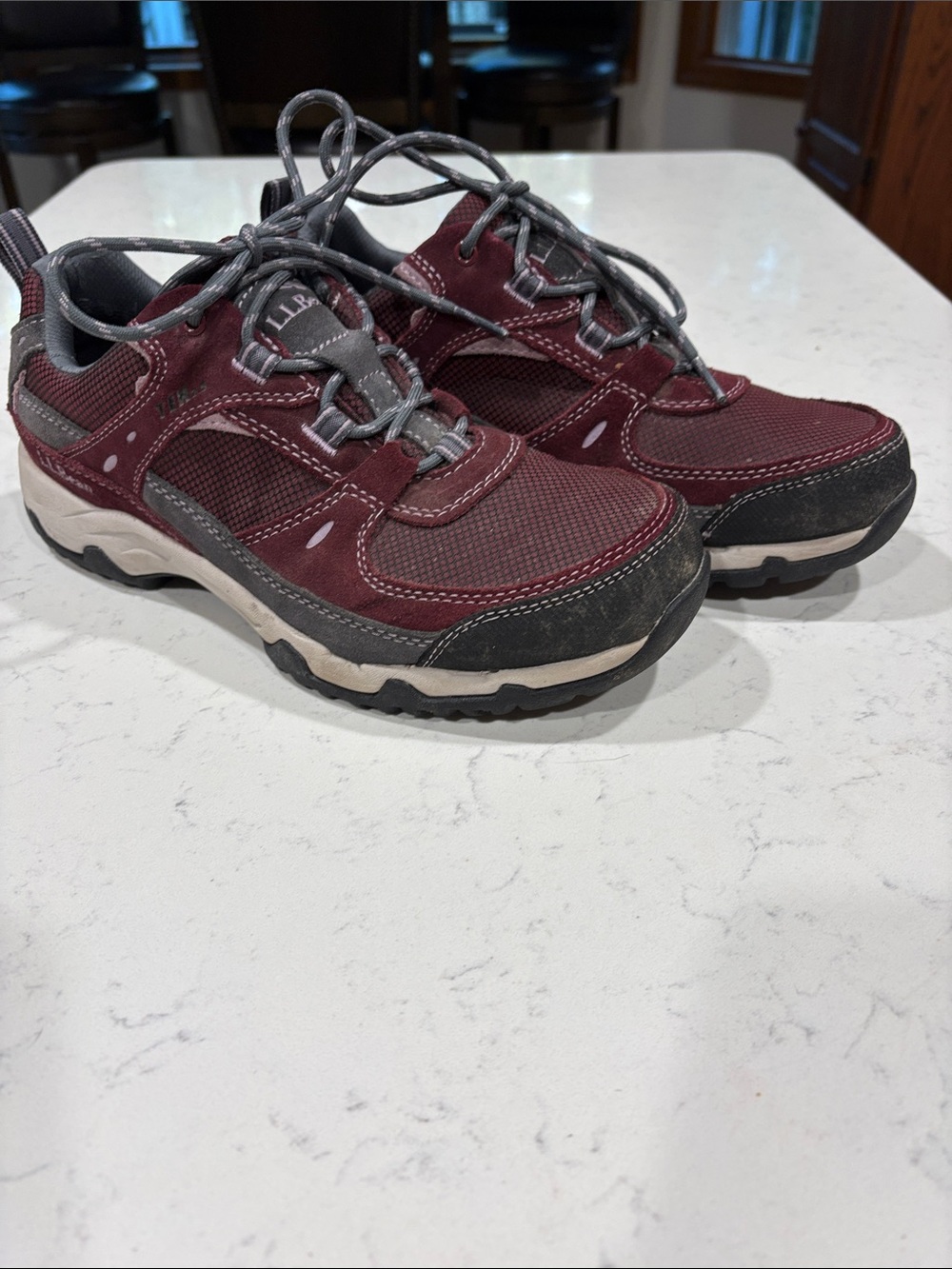 L.L. Bean Women’s Burgundy and Gray Trail Sneakers